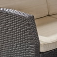 thumbnail image 5 of GDF Studio Nikki Outdoor Wicker 3 Seater Sofa with Tufted Cushions, Beige and Dark Brown, 5 of 8