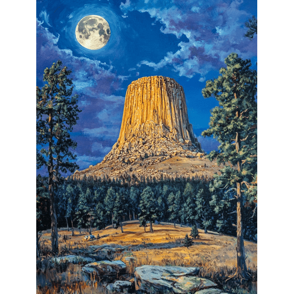 Devils Tower National Monument Canvas Print/Painting， Suitable for Living Room， Bedroom， Office， Hotel， and Gallery Wall Decor.