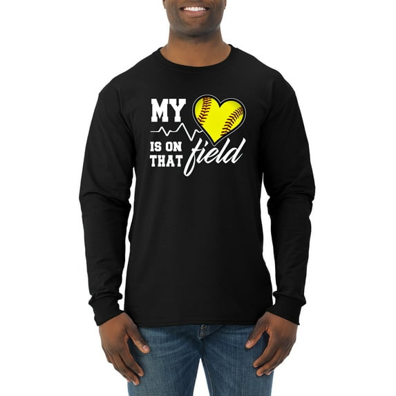 Wild Bobby, My Heart Is On That Tennis Field, Sports, Men Long Sleeve Shirt, Black, Large