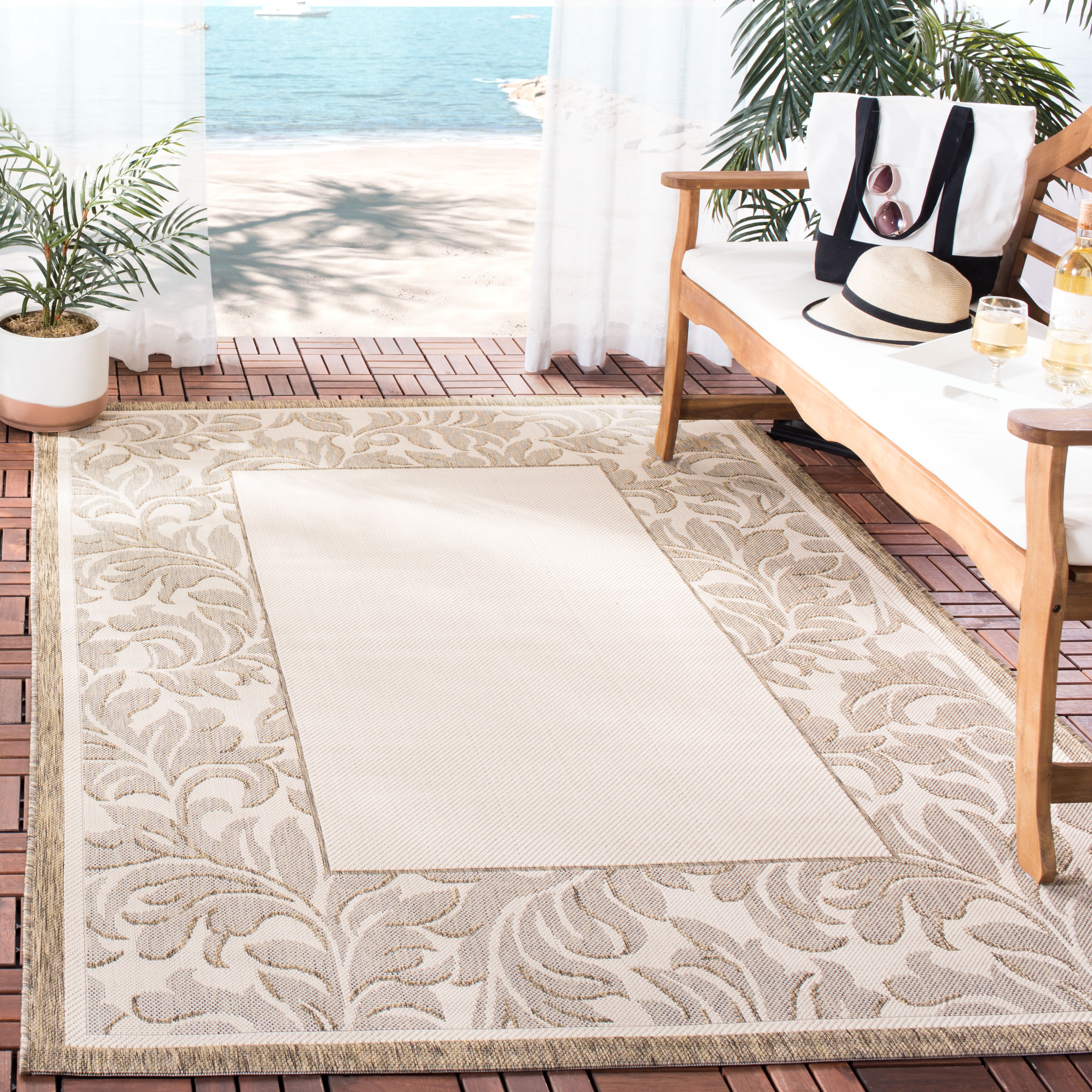 Safavieh Courtyard Steve Oriental Indoor/Outdoor Area Rug, Natural/Brown, 5'3" x 7'7"