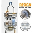 thumbnail image 3 of UU&T Bathroom Hanging Shower Organizer, Over Head Shower Caddy Basket with Hooks for Razor and Sponge, Anti-Swing, Silver, 3 of 7