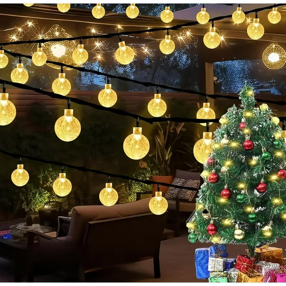 Christmas 16.5ft 20LED Solar Crystal Ball String Lights Outdoor Waterproof Christmas Lights for Home Party Patio Garden Wedding