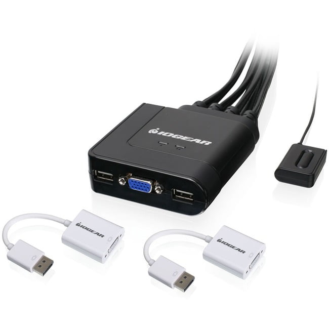 IOGEAR 2Port USB VGA Cable KVM with DisplayPort Adapters
