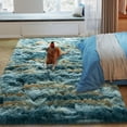 thumbnail image 2 of ZENELESS Fluffy Shag Rug,4x6ft Blue and Yellow Super Soft Indoor Modern Area Rugs Perfect for Kid's Room, Cloakroom, 2 of 5