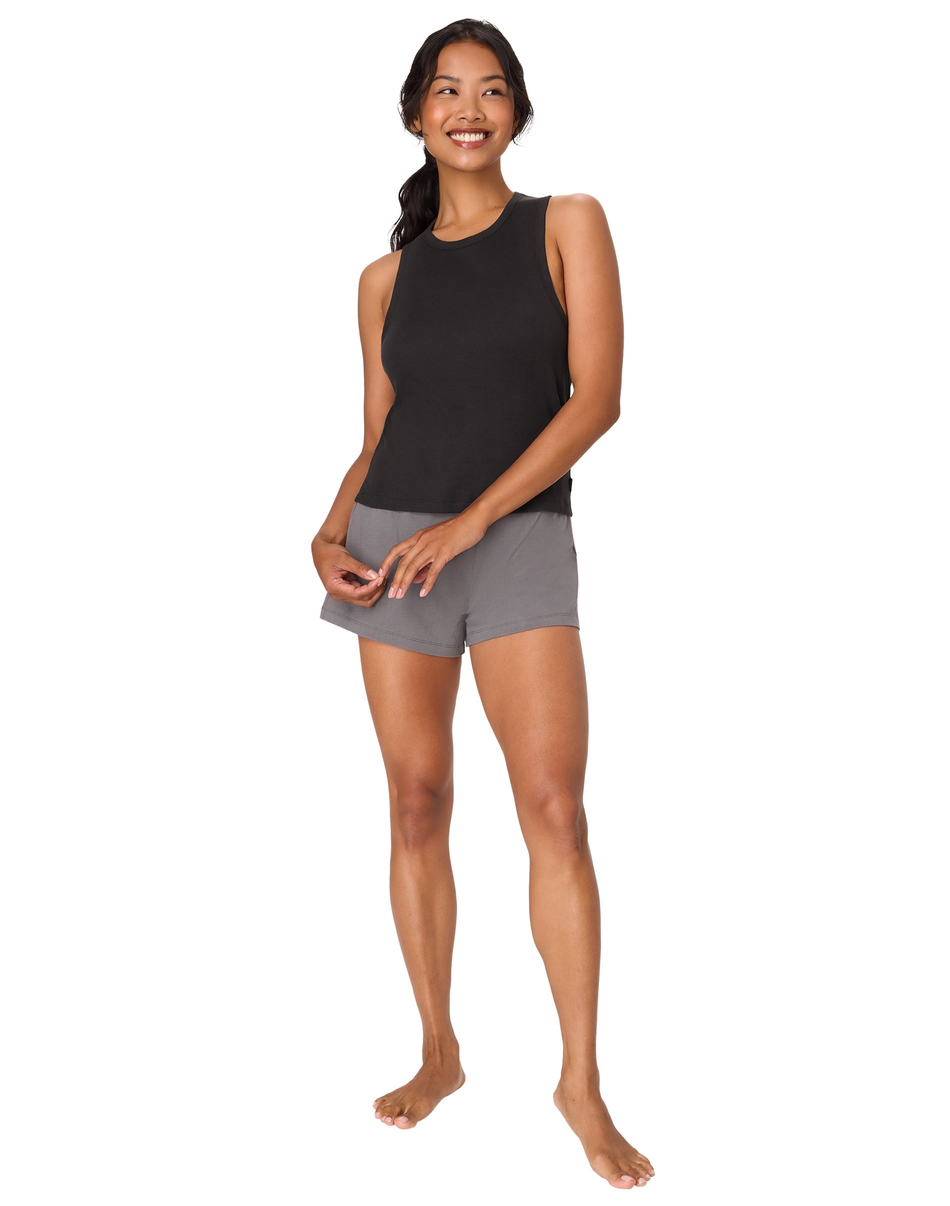 Hanes Originals Comfywear Women's Pajama Tank Top with Built-In Shelf Bra, Loungewear Black 2XL