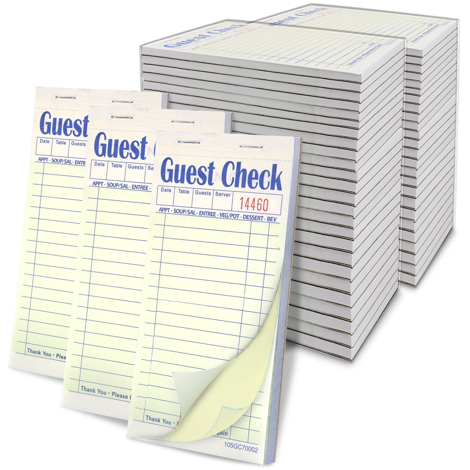 3 Pack G6000 Guest Checks Book Waitress Pad CARBON COPY 15 Line 50 Page Booklet 