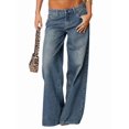 thumbnail image 3 of Pantalones Vaqueros Boyfriend de Pierna para Mujer - Vaqueros Holgados de Tiro Bajo - Estilo e-Girl Y2K Azul Oscuro M, 3 of 9