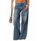 thumbnail image 3 of Pantalones Vaqueros Boyfriend de Pierna para Mujer - Vaqueros Holgados de Tiro Bajo - Estilo e-Girl Y2K Azul Oscuro M, 3 of 9