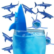 Plastic Sharks for Drinks - Great Shark Decor for Shark Parties, Shark Decorations for Fun Theme Party, Vinyl Sharks for Drinks, Lemonade & More