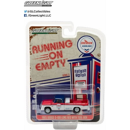 1965 Dodge D-100 Pickup Truck Chevron Long Bed with Tool Box Running on Empty Series 3 1/64 Diecast Model Car by Greenlight 41030 A