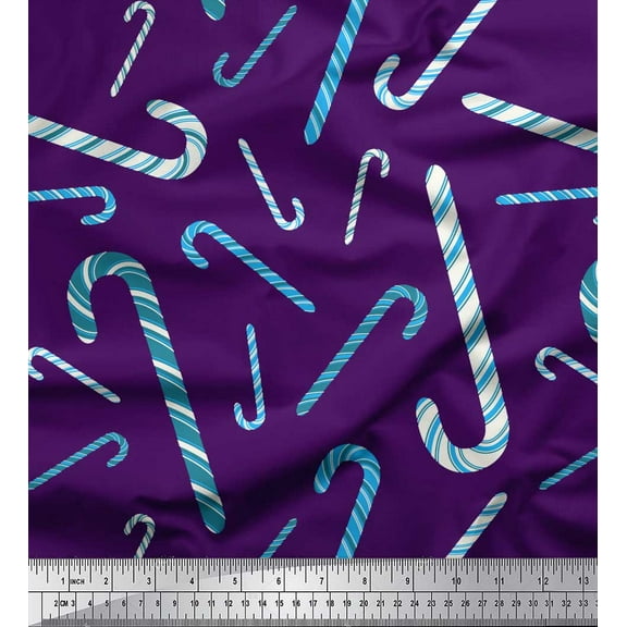 Soimoi Purple Cotton Duck Fabric Candy Stick Kids Print Fabric by the Yard 42 Inch Wide