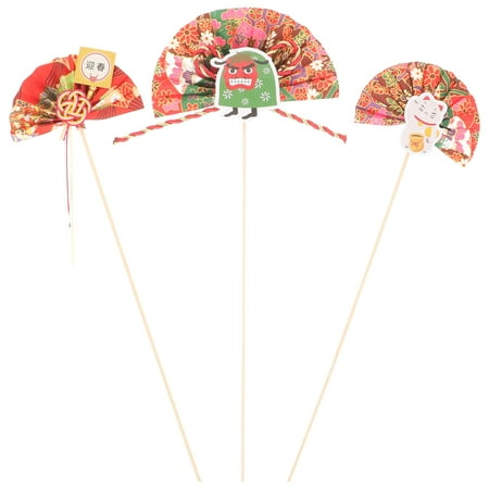 

3Pcs Flower Arrangement Sticks Fan-shaped Decoration Sushi Arrangement Supplies