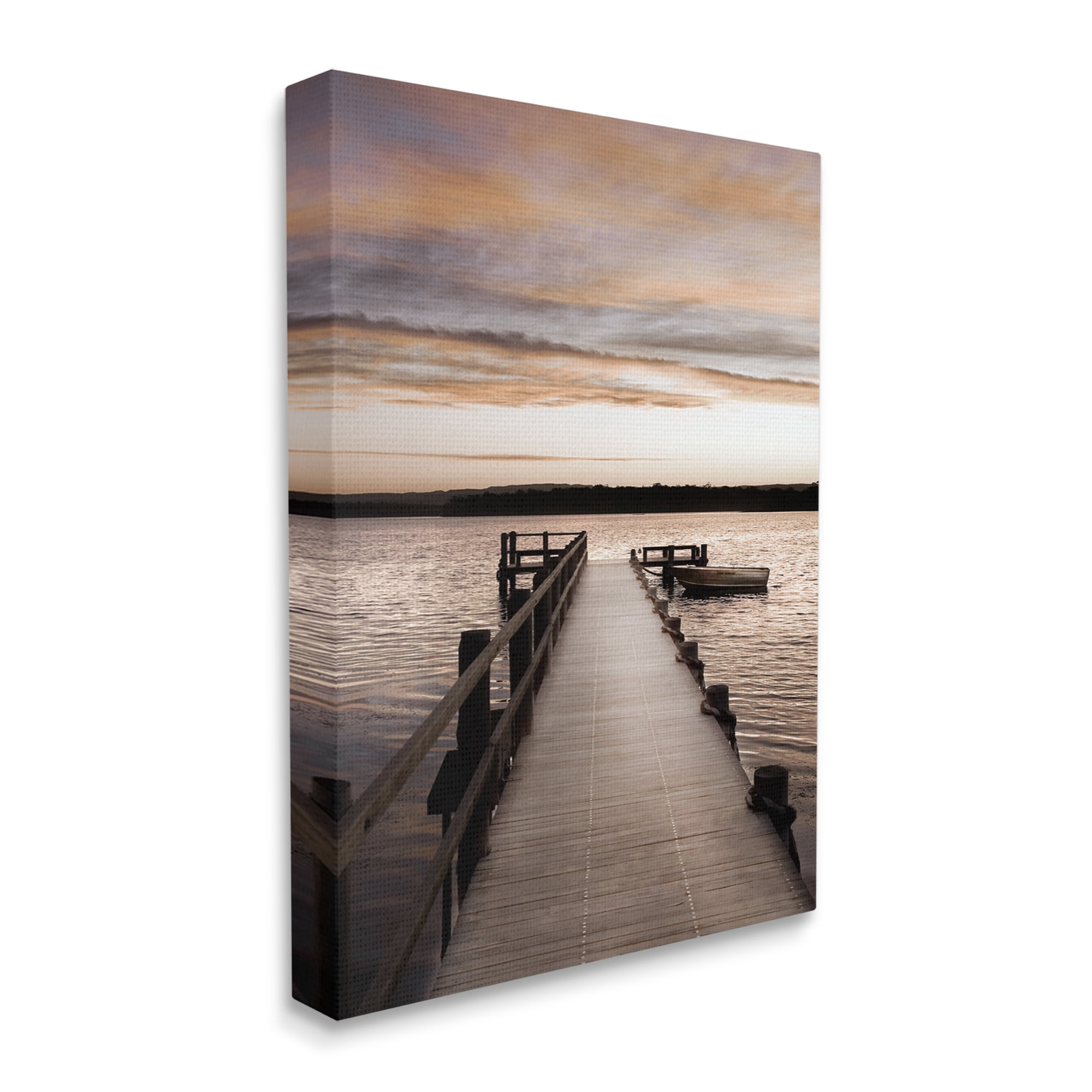 Stupell Industries Boat & Beach Pier Landscape Photography Gallery Wrapped Canvas Art Print Wall Art, 16 x 20
