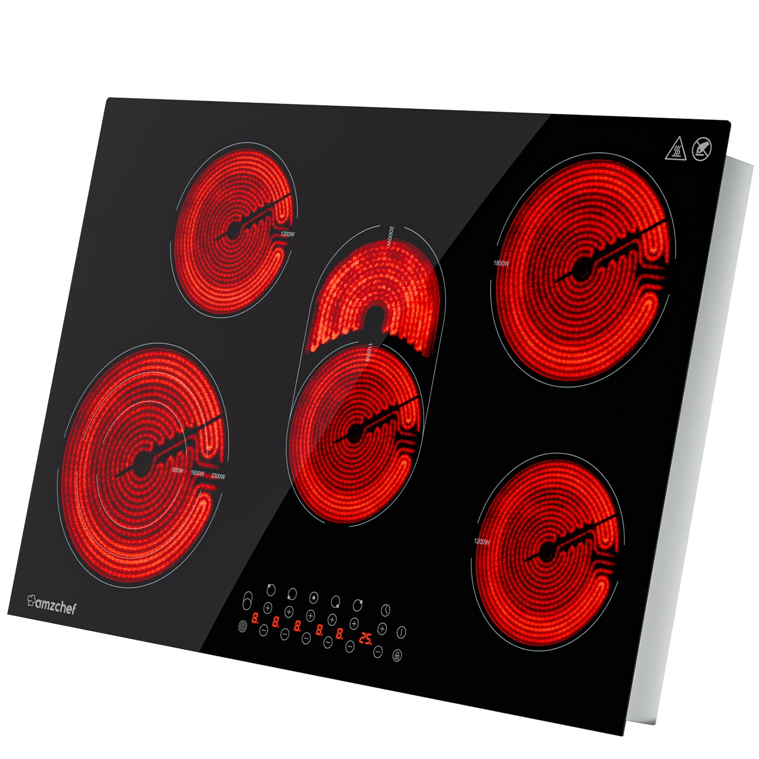 Powerful 8500W 5 Burner Cooktop, Sunmaki 30" Built-in Electric Stove with Touch Sensor Control