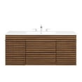 thumbnail image 5 of Wall Mount Sink Vanity Cabinet, Walnut White, Wood, Mid Century Hotel Bedroom Bathroom, Modern Contemporary HB34072, 5 of 11