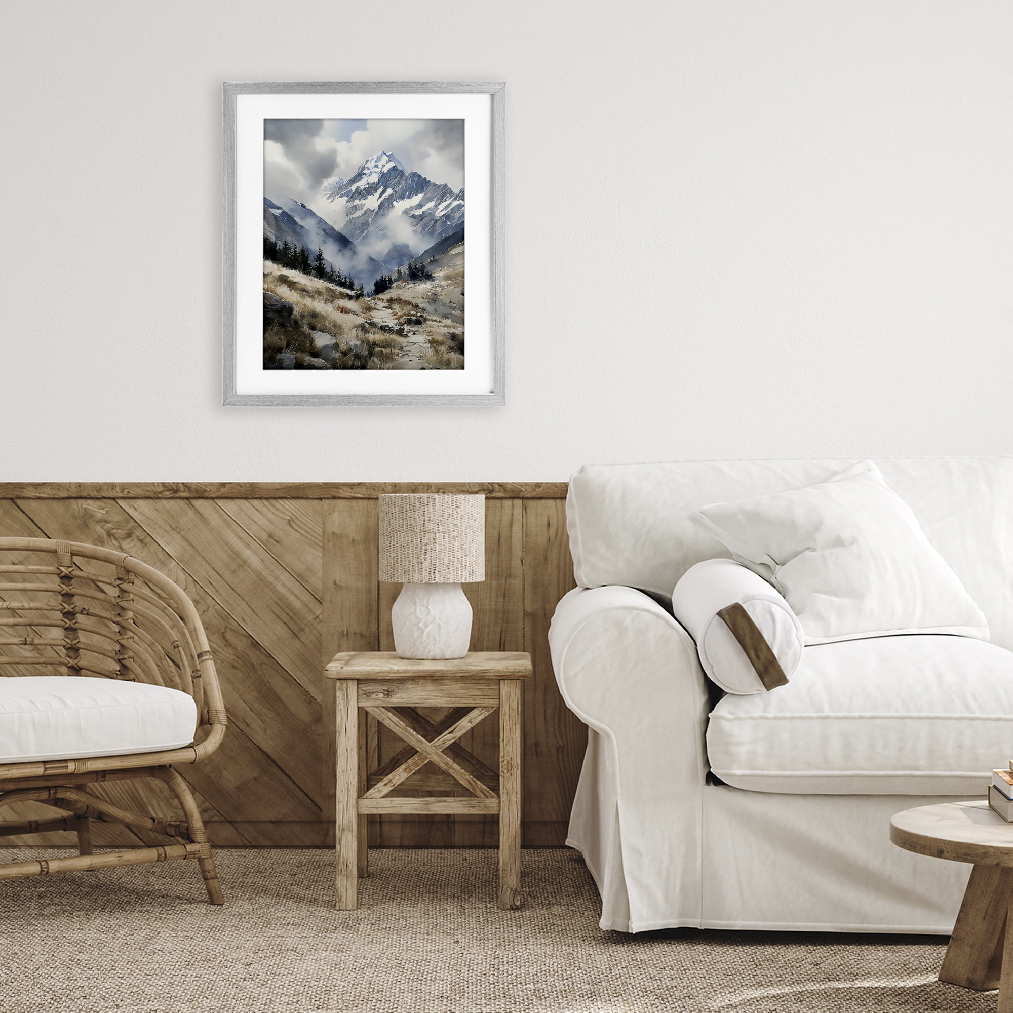 Stupell Industries Snow Caps Mountain Peaks Gray Framed Print Under Glass, design by Franklyn Gregory