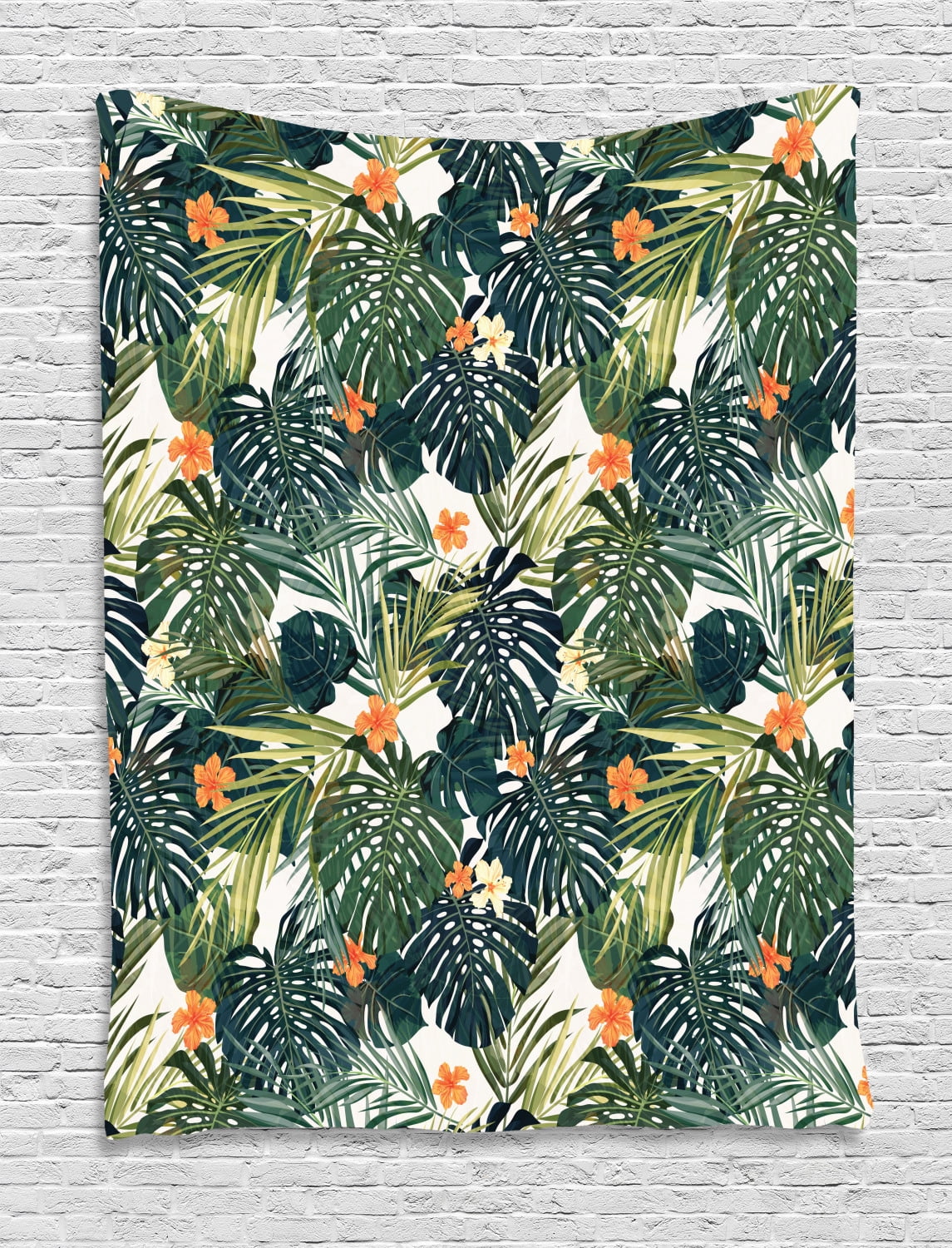 Hawaii Tapestry, Colorful Palm Trees Tropical Plants With Botanical 