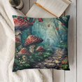 thumbnail image 3 of Ullo0ord Mushroom Forest Throw Pillow Covers Flower Butterfly Cottage core Green Cozy Outdoor Indoor Dorm Bedroom Decoration Pillow case 20x20in, 3 of 5