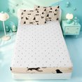 thumbnail image 4 of meiyoeat Beige Cat Silhouette Pattern Zipper Full Size Comforter Sets with Fitted Sheet and 2 Pillowcases,Minimal Print Zipper Bedding Set For Girl,Reversible,4pcs, 4 of 7