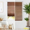 thumbnail image 4 of Yellow Blinds 36"W x 64"H Natural Woven Cordless Light Filtering Bamboo Roman Shades for Window, Deep Bronze, 4 of 6