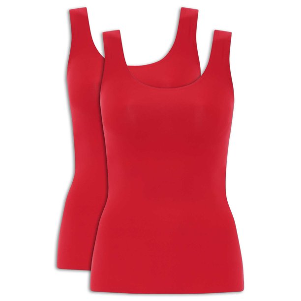 Chantelle Camiseta de mujer Paquete de 2 - camiseta interior, suave, sin costuras, una talla 34-44 Rojo Talla única