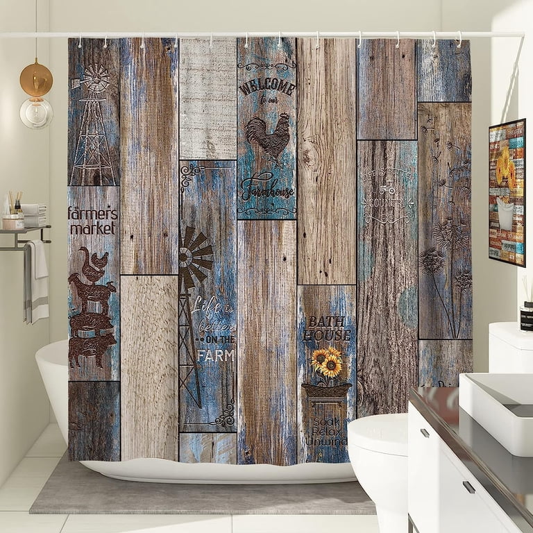Farmhouse Bathroom Ideas Shower Curtain Primitive Shower Curtains