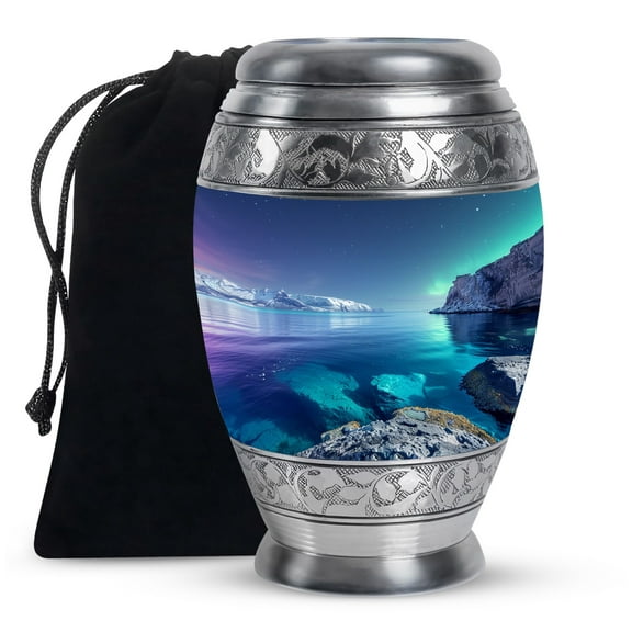 KARYLIZ Aurora Borealis Urns For Human Ashes Adult Man - Cremation Urns For Human Ashes - Burial Urns For Ashes - Urn For Ashes For Women - Decorative Urns For Human Ashes Adult Female 10 Inch