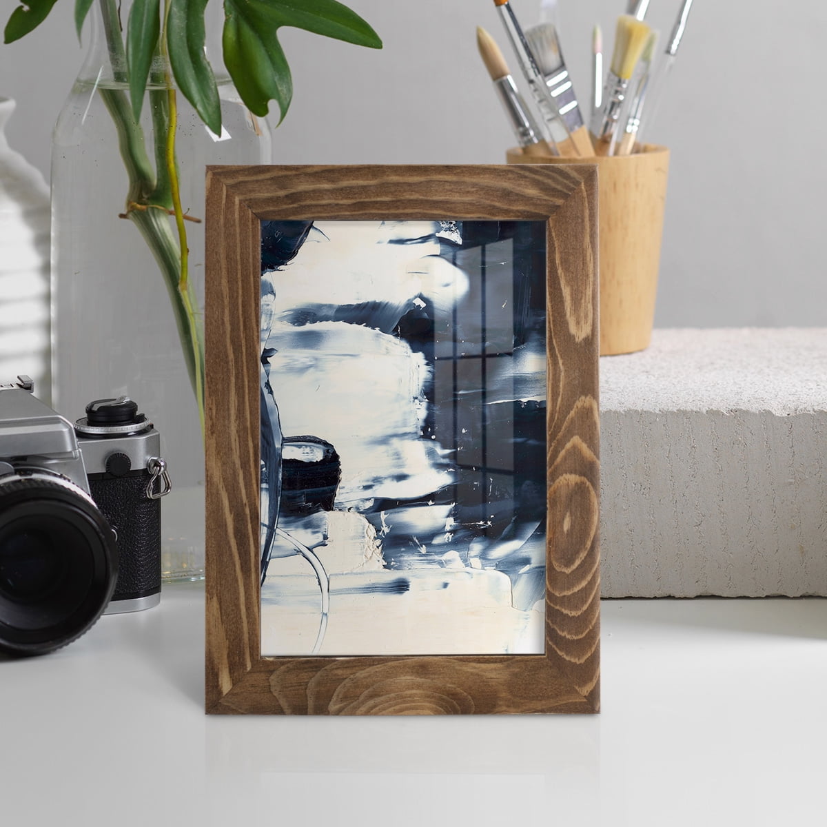 Wave Rider II -Framed Print w/glass-Walnut