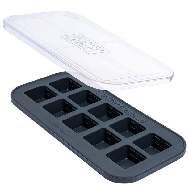 Bandeja para congelador Souper Cubes, 30 ml, silicona con tapa, carbón vegetal, paquete de 1