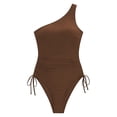 thumbnail image 5 of JIAYUE Women's One-Piece Swimsuit One-Shoulder Asymmetrical Neck Drawstring Slim Fit Solid Color Monokini Bathing Suit For Summer Beach Pool Breathable Female Swimwear, 5 of 5