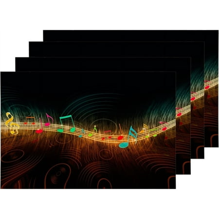 

Colorful Solid Music Placemats Table Mat Linen Burlap Washable Double-Deck Heat Insulation for Dining Table Kitchen Table Set of 4 (12 x 18 inch)