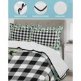 thumbnail image 4 of Quilts King Size, Sage Green Eucalyptus Soft Comforter Bedding Set for Bed, Spring Leaves Black White Plaid Lightweight Quilted Bedspread with Pillow Cover(2 Pieces) for All Season, 96x106 Inch, 4 of 6