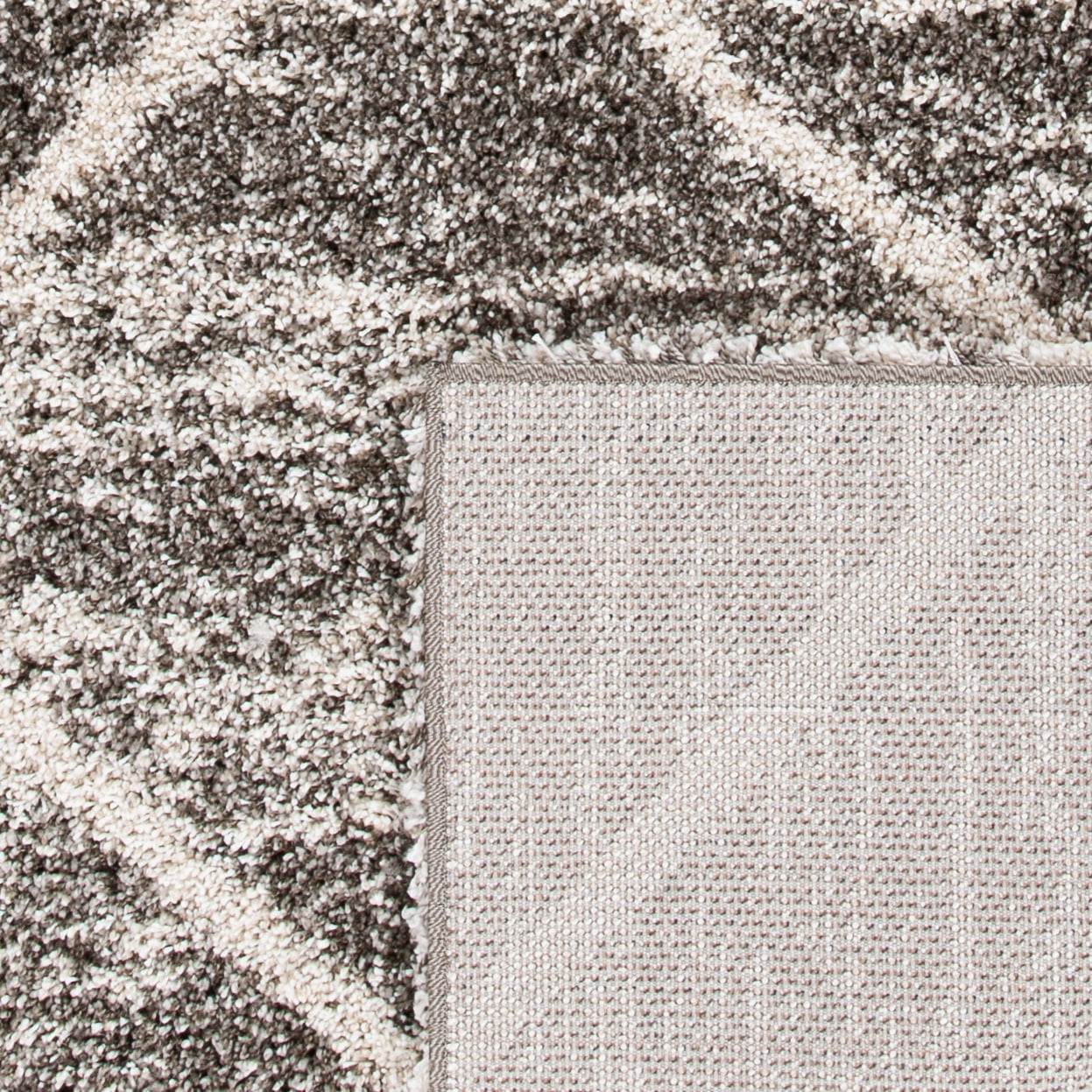 SAFAVIEH Hudson Amias Plush Geometric Shag Area Rug, Distressed Grey/Ivory, 9' x 12'