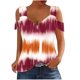 thumbnail image 2 of Fiudx Ropa de Mujer Blusas Plegables con Cuello En V para Mujer, Camisas con Hombros Descubiertos, Top de Manga Corta Estampado, 2 of 5