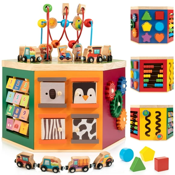 Activity Cube WOODMAM Farm Animal 9 en 1 Montessori para niños pequeños