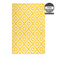 thumbnail image 4 of FH Home Outdoor Rug - Waterproof, Fade Resistant, Reversible - Premium Recycled Plastic - Geometric - Porch, Deck, Balcony, Mudroom, Laundry Room, Patio - Aztec - Yellow & White - 4 x 6 ft, 4 of 8