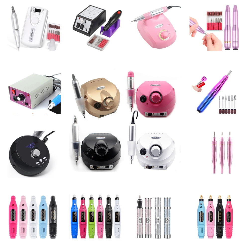 20,000 RPM Professional Electric Nail Drill Set – Nail Art Polisher & Gel-Polish Remover Kit with 6 Bits, Portable Grinder for Home & Salon Manicure/Pedicure