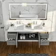 thumbnail image 4 of Totti Wave 72" Gray Modern Double Sink Bathroom Vanity w/ Super White Man-Made Stone Top & Sinks, 4 of 6