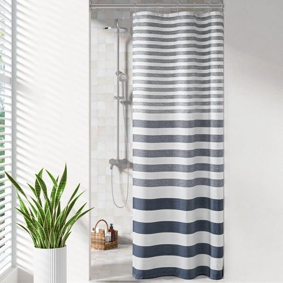 Cortina de ducha Madison Park Spa Waffle Weave, 90 x 180 cm, color azul