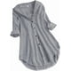 thumbnail image 1 of Blusa informal de talla grande para mujer, blusa tipo túnica, camisa elegante de rayas, manga larga, cuello vuelto, botones, holgada, 1 of 3