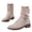 Khaki, variant on Women's Ankle Boots Low Heel Fashion Short Booties Round Toe Side Zipper Walking Boots