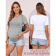 thumbnail image 2 of - Paquete de 4 camisas de mernidad para mujer, cuello redondo, playera de mernidad de manga corta, casual, playera de algodón fruncida, ropa de embarazo, 2 of 5