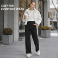 thumbnail image 6 of Feekit Women's Fleece Lined Wide Leg Yoga Pants, High Waisted Stretch Lounge Pants with 2 Deep Pockets, 6 of 8