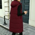 thumbnail image 4 of cocolona Long Puffer Vest for Women Trendy Hooded Sleeveless Stand Collar Button Down Long Coat Quilted Winter Warm Snow Overcoat with Pocket, 4 of 7