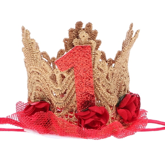 KAKOWELY Lindo sombrero de corona para el primer cumpleaños, decoración para el primer cumpleaños, corona de encaje, sombrero de bebé