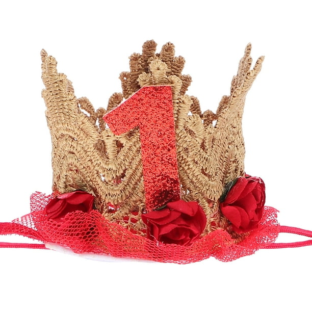 KAKOWELY Lindo sombrero de corona para el primer cumpleaños, decoración para el primer cumpleaños, corona de encaje, sombrero de bebé