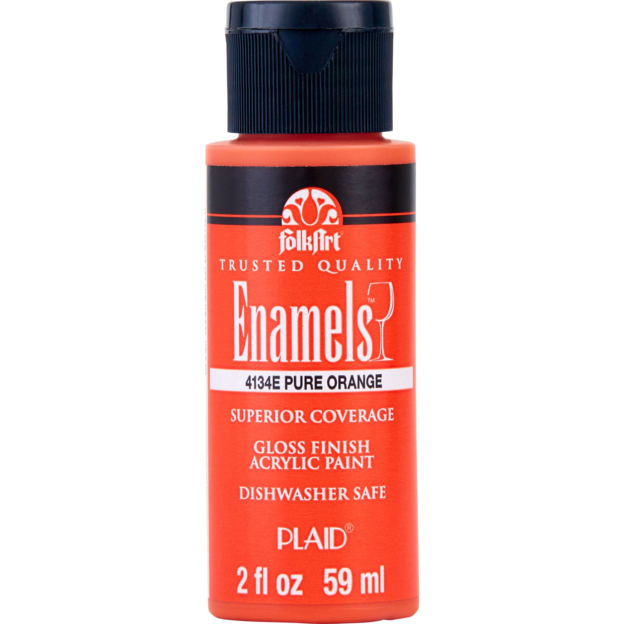 (3 pack) FolkArt Enamel Acrylic Craft Paint, Gloss Finish, Pure Orange, 2 fl oz