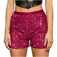 thumbnail image 6 of Jewelreauty Sequin Shorts for Women Elastic High Waisted Sparkly Mini Short Clubwear Party Night Out Outfits (M, Hot Pink), 6 of 8