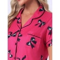 thumbnail image 5 of DARING DIVA Women's Pajama Sets Short Sleeves Bow Button Up Tops and Shorts XL Hot Pink, 5 of 7