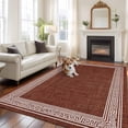 thumbnail image 3 of Coffee Brown Retro Greek Key Large Area Rugs for Bedroom Living Room, Soft Non Slip Carpet Bedside Rug, Geometric Greece Ancient Farmhouse Rectangular Floor Cover Kitchen Accent Rug 6'x9' for Office, 3 of 9